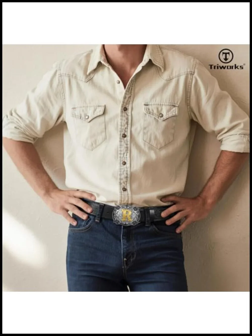 Western Initial Letter PU Leather Belt Snap-On Buckle Men Women